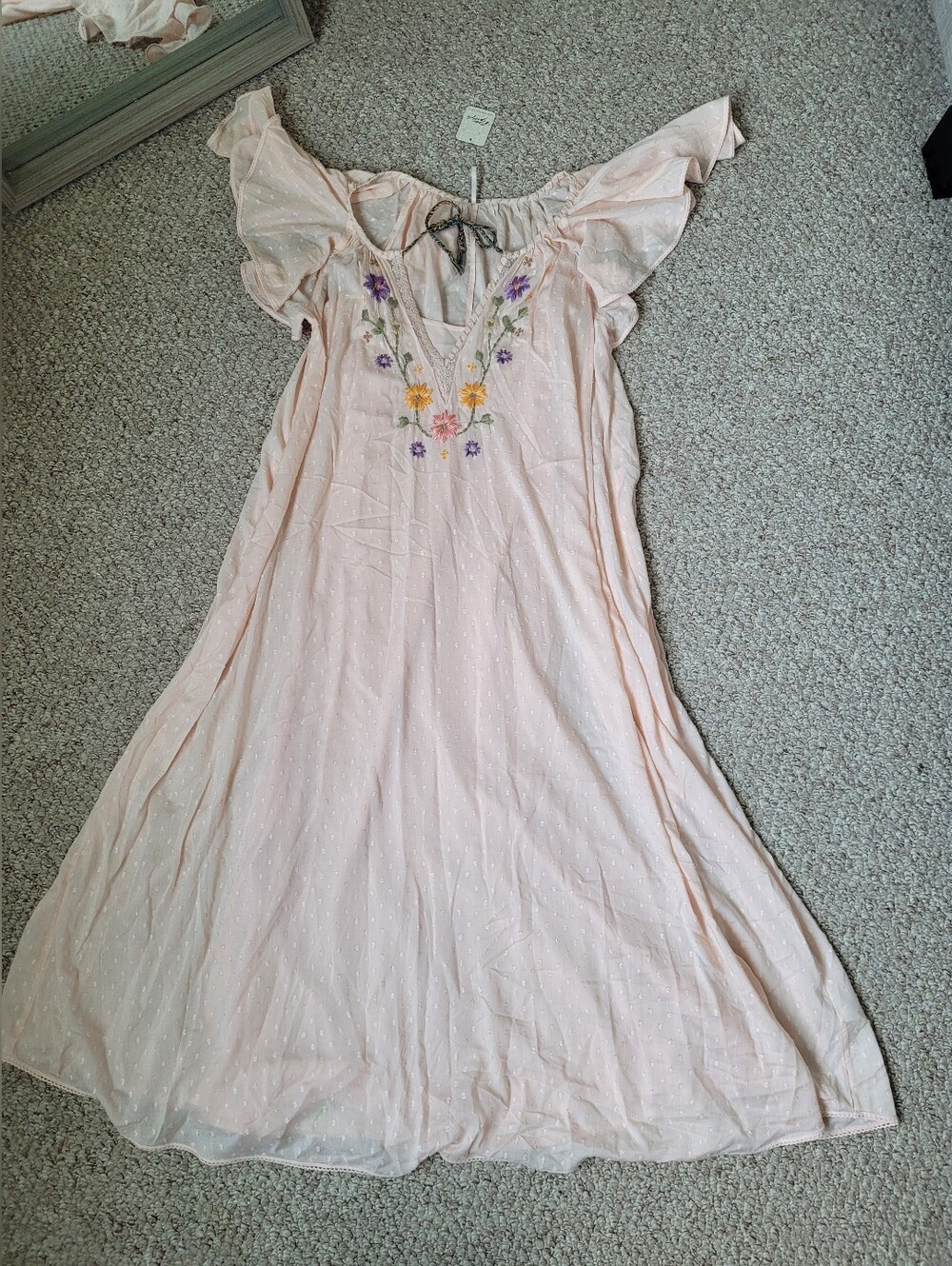 NWT Free People Bohemian Embroidered Boho Vintage Style Floral Midi Maxi Dress - Picture 5 of 7